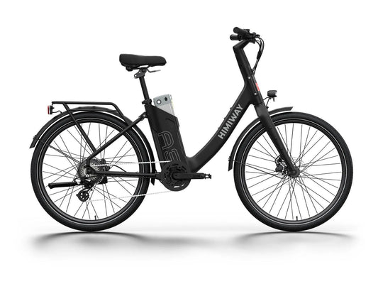 Himiway A3 Step Thru electric bike in black, side view, displayed on a white background