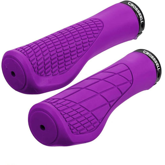 Purple eBike handlebar grips, Style 2, displayed on a white background