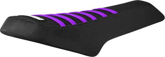 Black and purple ribbed seat cover accessory