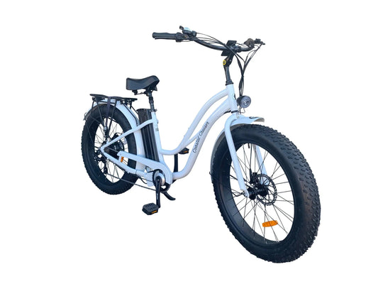Coastal Cruiser 52v 26 Thru 750W Step Thru Ebike 26x4 Fat Tire Fat Tire Electric Beach Cruiser - Fat Tire eBike - COAST|FATT|WHITE|0001 eBike Super Shop