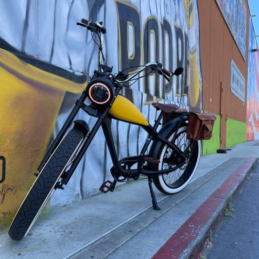 Custom Cheetah Plus Wasp Edition Electric Fat Tire eBike – 750W Black & Yellow Retro Cruiser - Cheetah Cafe Racer - CHEETAHPLUS|CUSTOM|WASP|0763 eBike Super Shop