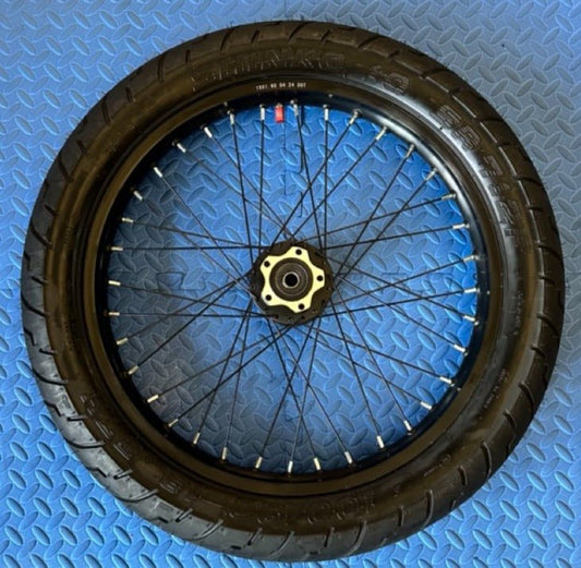eMoto Shinko 241 Dual Sport 18" rear wheel and tire set for eMoto bikes, made for Talaria, Surron, eRide Pro V1 & V2 ** NOT FOR eRide Pro V3 **, available at eBike Super Shop, offering exceptional traction and durability for off-road and on-road adventures, built for long-lasting performance across all terrains.