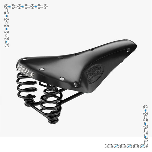 eBike Black Leather Brooks Spring Saddle for Ebikes - Parts - BROOK|ACCES|0466 eBike Super Shop
