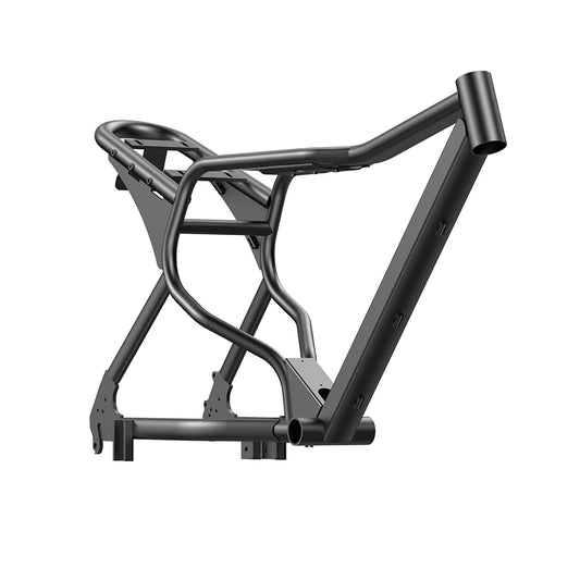 Black Macfox X7 eBike frame, side view, isolated on white background