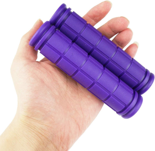 Purple eBike handlebar grips displayed on a white background