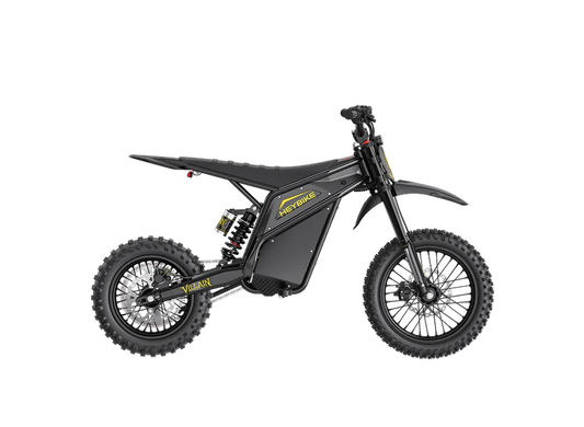 Heybike Villain electric bike in Midnight Black, side view, displayed against a plain background