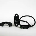 Close-up view of a black eBike horn switch mounted on the handlebar of a Super73 electric bike.