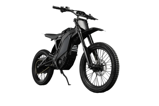 Black eMOTO Eride Pro 4.0 electric bike side view with visible frame, wheels, and battery compartment
