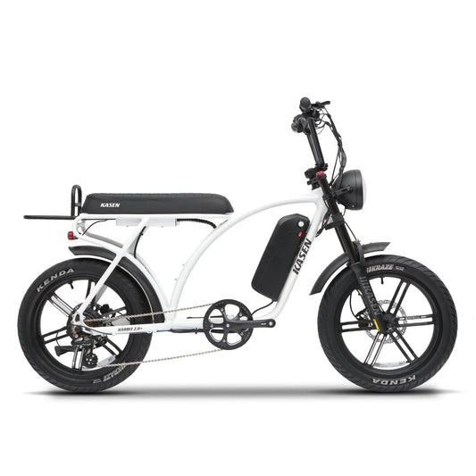 Kasen Kabbit 2.0 Plus eBike in Retro Blue, packaged inside a white box.