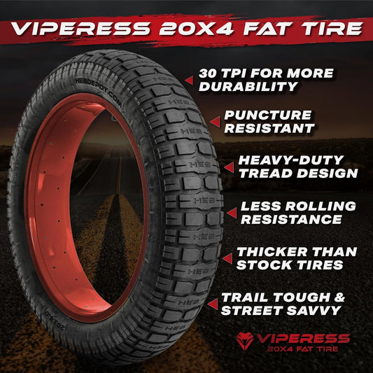 HEB VIPERESS Fat Tire 20x4 (Includes 1 Tire/ 1 Tube - Parts - sku - 50741989671213 eBike Super Shop