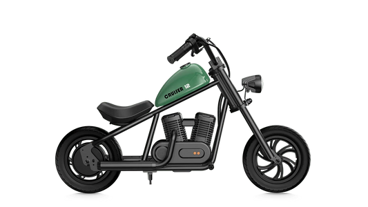 HYPER GOGO Cruiser 12 Electric Kids Mini Motorcycle eBike - 21.9v 160 w - Youth eMotorcycle - HYPER|GREEN|2248 eBike Super Shop