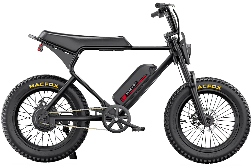 MACFOX X1S Commuter Electric e - Moto Style eBike - Step Over 500 w Electric Mini Fat Tire eBike - Moto Style Bike - MACFO|SINGLBLACK|2349 eBike Super Shop