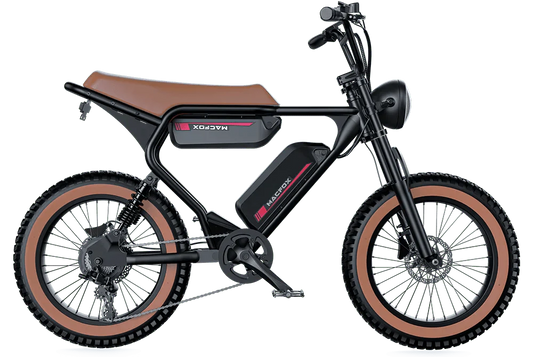 MACFOX X2 Electric Fat Tire Mountain eBike - Step Over 750 w Electric e - Moto Style eBike - Moto Style Bike - MACFO|SINGLBLACK|2353 eBike Super Shop