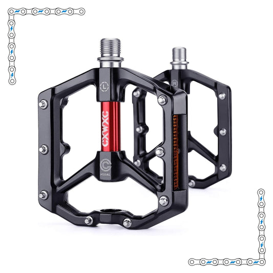 Black aluminum bicycle pedals, product image, model number 6875446