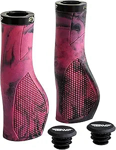 Pink camouflage eBike grips displayed on a white background