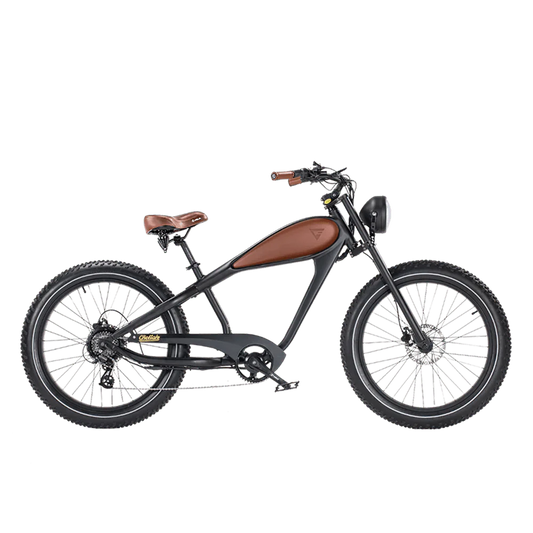 REVI Cheetah PLUS 750w Step Over Ebike 26x4 Fat Tire Electric Vintage eBike - Fat Tire Cruiser eBike - REVI|GRAY48V1|3002 eBike Super Shop
