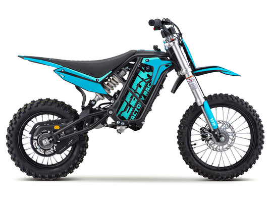 Stomp Ebox V2 Graphics Kit in teal, showing the full set of decals with bold geometric patterns and branding elements on a white background.