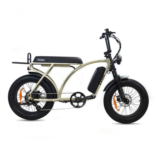 Kasen Kabbit Classic eBike in sand color, packaged inside a white box