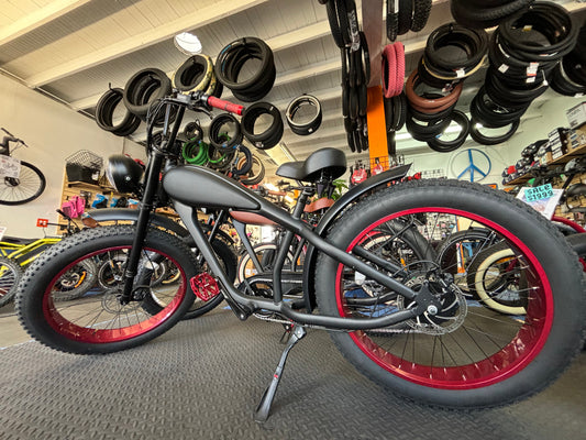 Custom Venom Red 750 w Electric Vintage eBike 26x4 Fat tire electric bike