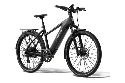 Aventon Level 4 REC electric bike, step-over frame, matte black color, side view