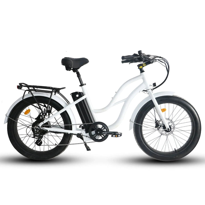 Coastal Cruiser 52v 24 Thru 750W Step Thru Ebike 24x3 Fat Tire Fat Tire Cruiser - Fat Tire eBike - COAST|FATT|WHITE|0003 eBike Super Shop
