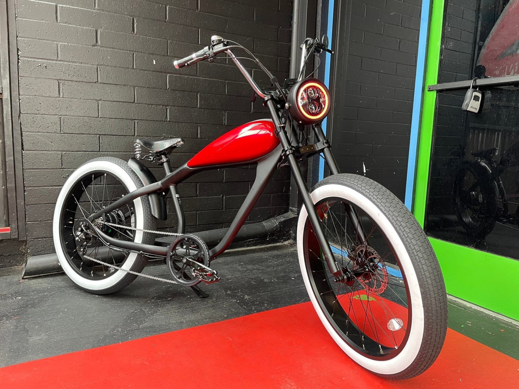 custom electric chopper bicycle Custom Cheetah Plus Black Widow eBike – 750W Fat Tire Motorcycle-Inspi