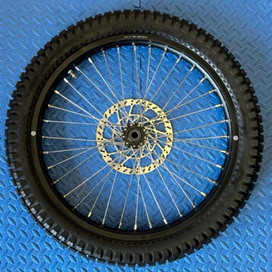 eMoto w/Silver Spokes 21x1.6 Complete Rear Wheel & Tire Set for Electric Dirt Bike Use *Does not include rotor or sprocket*
