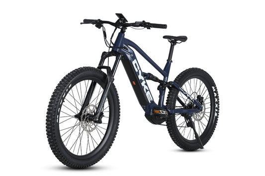Dark blue eBike Cyke Falcon A, side view, showcasing sleek frame and modern design