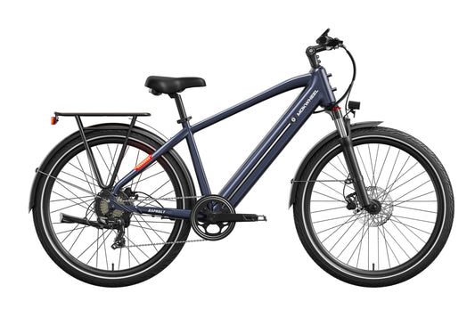 Mokwheel Asphalt eBike in Denim color, side view, displayed on a white background