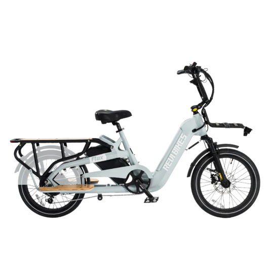 Gray eBike Revi Flux electric bicycle side view on white background
