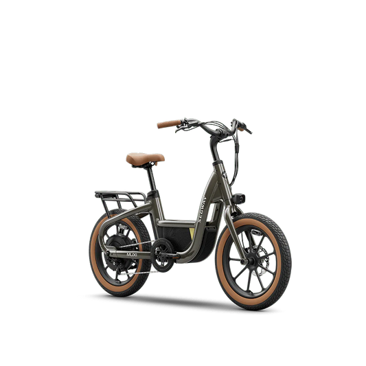 Olive green Segway Muxi Rush 2 eBike, side view, showcasing sleek frame and modern design