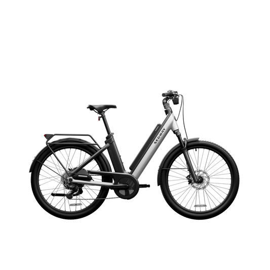 Gray Segway Myon eBike, side view, regular model, on a plain background