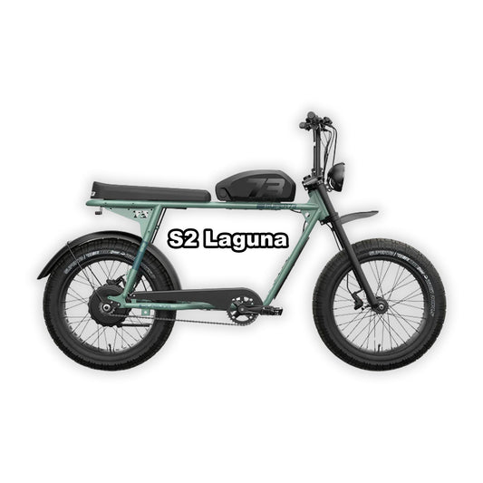 Super73 S2 Laguna electric bike in Agave Green, side view, isolated on white background