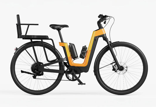 Side view of the Urtopia Carbon Fusion Pro eBike showcasing its sleek carbon fiber frame, integrated battery, and modern design against a plain background.