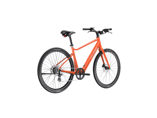 Velotric T1 ST Plus eBike in Lava color, side view, showcasing sleek frame and integrated battery
