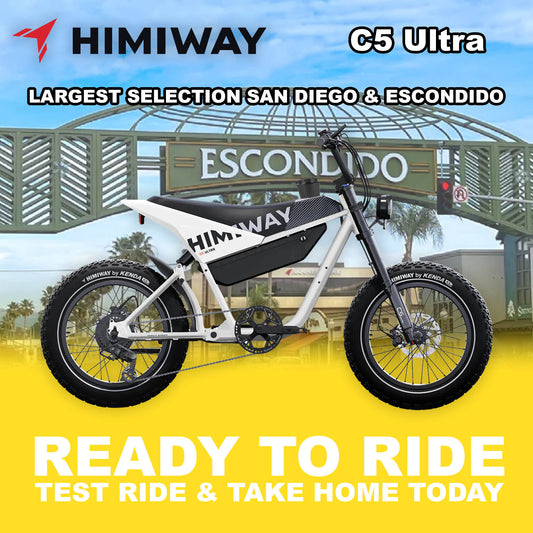 Emoto eBike Himiway C5 Ultra in white, ready to ride, product image, model R2R White, SKU 810206241851