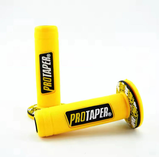 Yellow Pro Taper eMOTO Grips, product image showing a pair of yellow motorcycle handlebar grips.