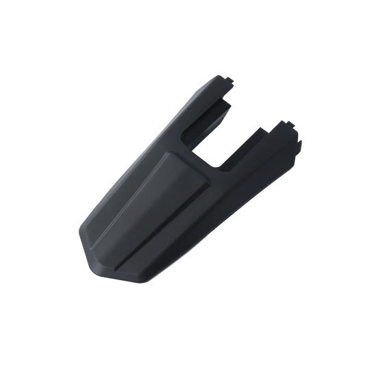 Black eMOTO Yozma IN 10 rear fender, angled view, showing sleek design and mounting points against a plain background.