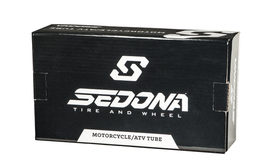 A black eMOTO inner tube for motorcycle tires, size 2.75/3.00-16, displayed coiled with a visible valve stem.