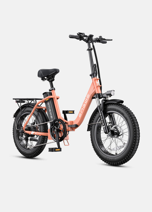 ENGWE L20 2.0 electric bike in rose pink, side view, displayed on a white background