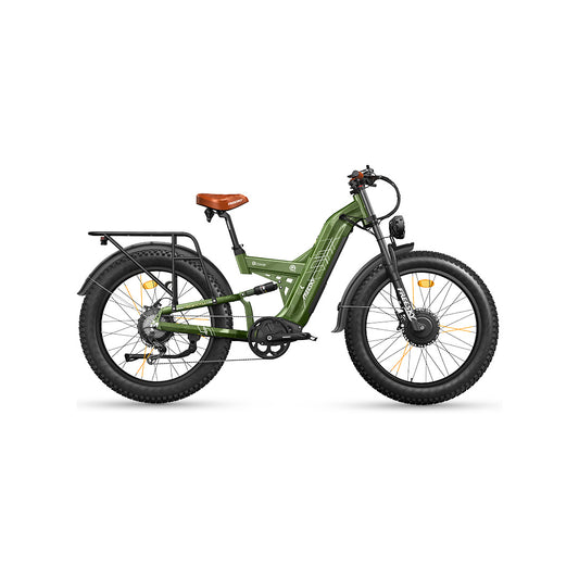 Freesky Warrior Ultra M-530 electric bike in green, side view, showcasing fat tires and sturdy frame