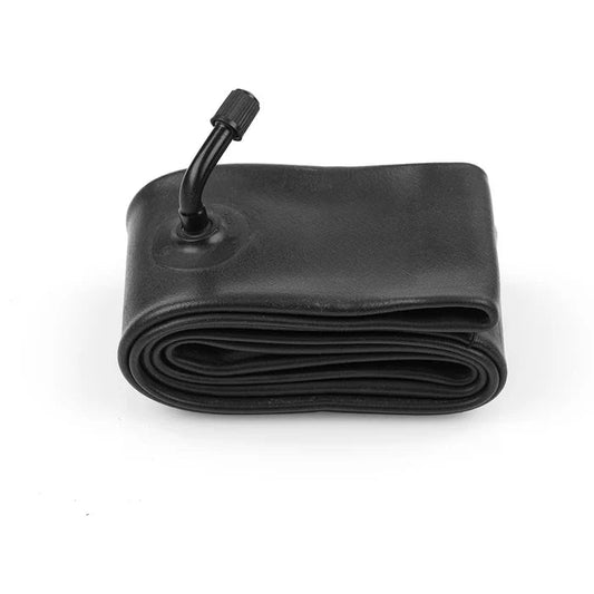 A black Super73 K1D 16x2.4 inner tube displayed against a white background, showing the tube's circular shape and valve stem.