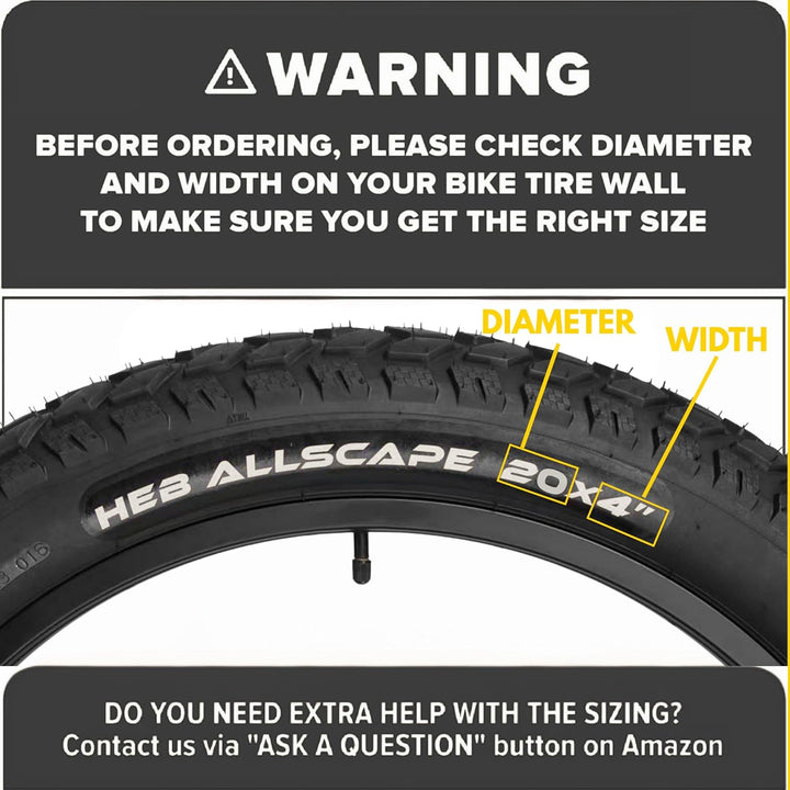 HEB ALLSCAPE® Fat Tire 20x4 (Includes 1 Tire/ 1 Tube) - Parts - sku - 48074196025645 eBike Super Shop