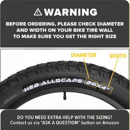 HEB ALLSCAPE® Fat Tire 26x4 (Includes 1 Tire/ 1 Tube - Parts - sku - 50741966733613 eBike Super Shop