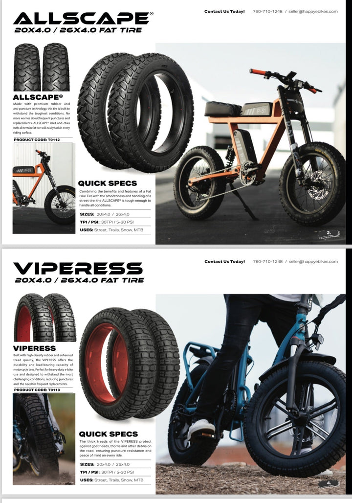 HEB Viperess Fat Tire SET of 2 Tires - 26" x 4" - Parts - sku - 51275322458413 eBike Super Shop