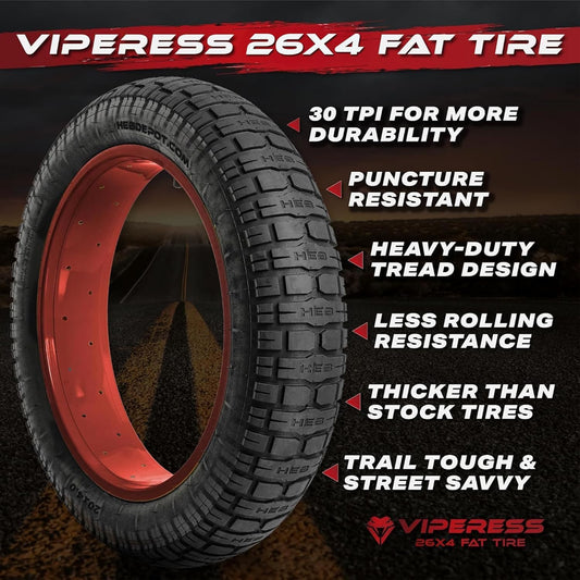 HEB Viperess Fat Tire SET of 2 Tires - 26" x 4" - Parts - sku - 51275322458413 eBike Super Shop