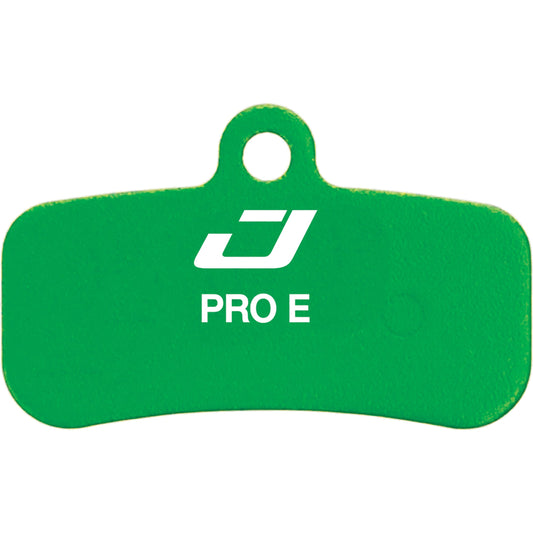 Jagwire e-bike brake pad DCAB05, high-performance disc brake pad for electric bikes, metallic compound, black and copper color, compatible with Shimano Deore and Tektro brakes.