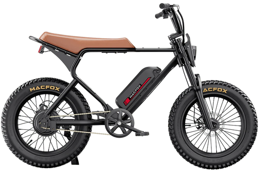 MACFOX X1S Commuter Electric e - Moto Style eBike - Step Over 500 w Electric Mini Fat Tire eBike - Moto Style Bike - MACFO|SINGLBROWN|2351 eBike Super Shop