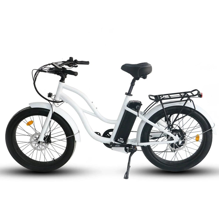 OB eBikes COASTAL CRUISER 52V 24 Thru 750 w Ready to Ride Step Thru Ebike 24x3 Fat Tire Electric Beach Cruiser eBike - Fat Tire Cruiser eBike - eBike Super Shop