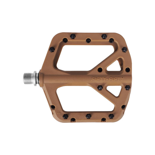 Brown nylon bicycle pedal on a white background